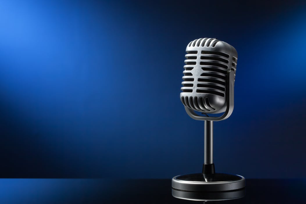 Retro Microphone on Blue